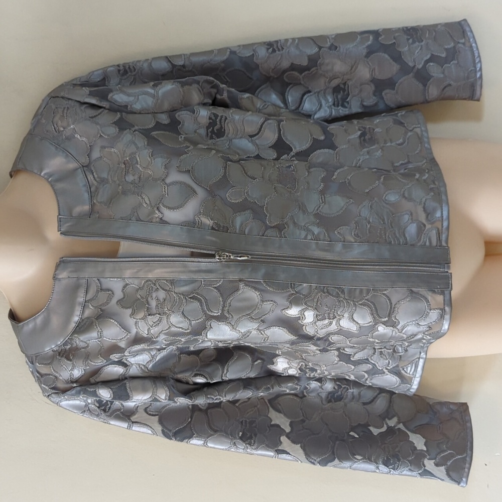 Colleen Lopez Best Dressed Silver Faux Leather And Mesh Jacket - Picture 3 of 16